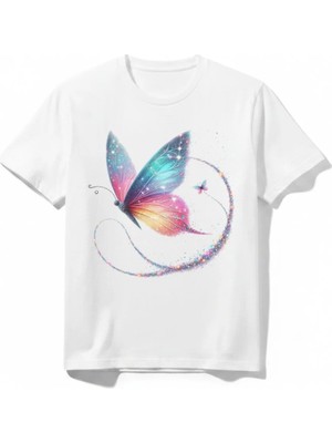Urban Trend Store Urbantrendstore Kelebek Unisex Kız Çocuk Bisiklet Yuvarlak Yaka Basic Kısa Kollu %100 Pamuk Tişört
