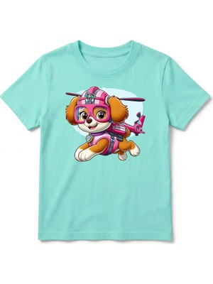 Urban Trend Store Urbantrendstore Paw Patrol Unisex Kız Çocuk Bisiklet Yuvarlak Yaka Basic Kısa Kollu %100 Pamuk Tişört
