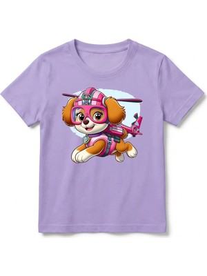 Urban Trend Store Urbantrendstore Paw Patrol Unisex Kız Çocuk Bisiklet Yuvarlak Yaka Basic Kısa Kollu %100 Pamuk Tişört