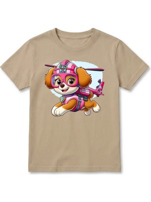 Urban Trend Store Urbantrendstore Paw Patrol Unisex Kız Çocuk Bisiklet Yuvarlak Yaka Basic Kısa Kollu %100 Pamuk Tişört