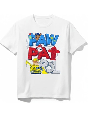 Urban Trend Store Urbantrendstore Paw Patrol Unisex Kız Çocuk Bisiklet Yuvarlak Yaka Basic Kısa Kollu %100 Pamuk Tişört