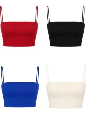 Dı Loria Kadın Ince Askı Mini Crop 4’lü Set