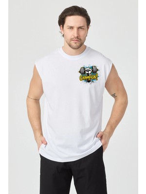 Urban Trend Store Urbantrendstore Baskılı Unisex Pamuklu Antrenman Sporcu Atleti Oversize Tişört Fitness Gym