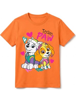 Urban Trend Store Urbantrendstore Paw Patrol Unisex Kız Çocuk Erkek Çocuk Bisiklet Yuvarlak Yaka Basic Kısa Kollu %100 Pamuk Tişört