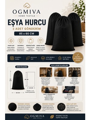 Büzgülü Eşya Hurcu 85X60 cm – 3'lü Paket
