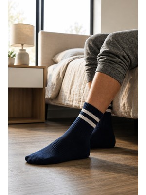 Eser Unisex Siyah Spor Kolej Çorabı Pamuklu Günlük ve Spor Kullanım 6 Lı