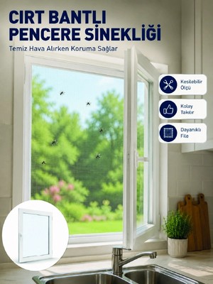 Epilons Şeffaf File Yapılı Cırt Bantlı Pencere Sinekliği Pratik Kullanım