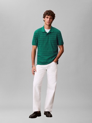 Calvin Klein Ss Strıped Pıque Mon