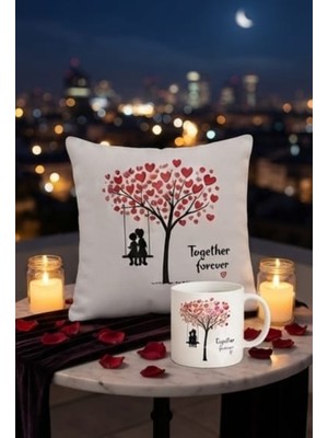 Kadorex Design Together Forever Aşk Ağacı Kupa ve Kırlent Seti – Çiftlere Romantik Hediye