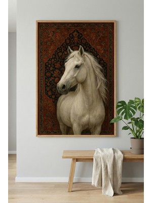 Nt Handmade Çerçeveli Uv Baskı Mdf Ahşap Vintage Desenli At Dekoratif Duvar Tablosu Ahşap Siyah Beyaz Seçenekli