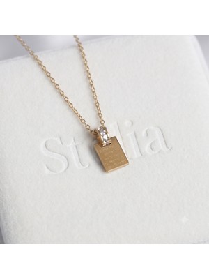 Stelia 316L Paslanmaz Çelik Gold Zirkon Taşlı Aşk Mektubu Zarf Kolye
