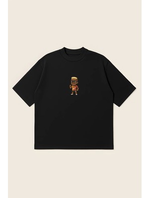  Chibi O'simhen Unisex %100 Organik Pamuklu Kalın Dokulu Oversize Bisiklet Yakalı T-Shirt