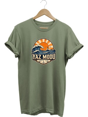 Yaz Modu Coastal Club Unisex Deniz Dalga Baskılı Yaz Temalı Regular Kalıp Bisiklet Yaka T-Shirt