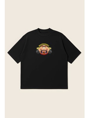  Master Rochi Unisex %100 Organik Pamuklu Kalın Dokulu Oversize Bisiklet Yakalı T-Shirt