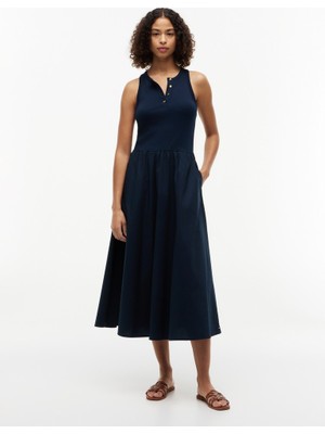 Tommy Hilfiger Gold Button Poplın Mıx Dress