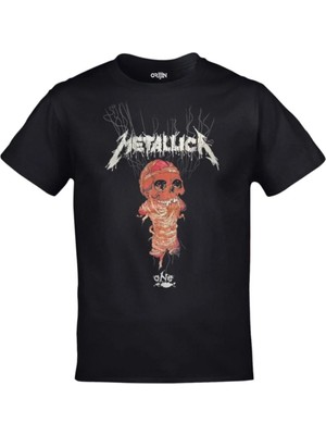  Unisex Siyah Metallica-One Baskılı