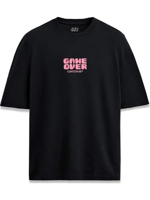 Game Over Continue Yazılı Tasarım Baskılı Unisex Tişört