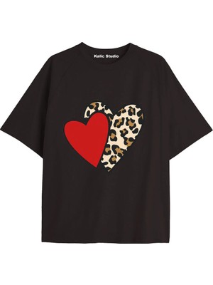 Y2K Vintage Leopar Baskılı Siyah T-Shirt Kod 152