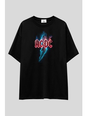  Ac/dc Rock Band Unisex T-Shirt | %100 Pamuk Siyah Baskılı Vintage Rock Müzik Temalı Özel Tasarım Tee