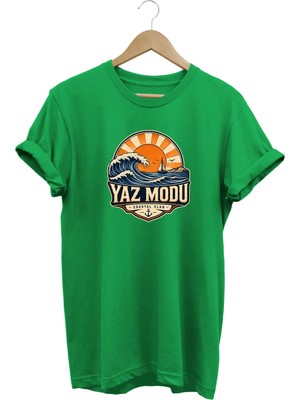  Yaz Modu Coastal Club Unisex Deniz Dalga Baskılı Yaz Temalı Regular Kalıp Bisiklet Yaka T-Shirt