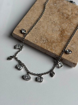 Luckyb Store Silver Renk Taşlı Kolye