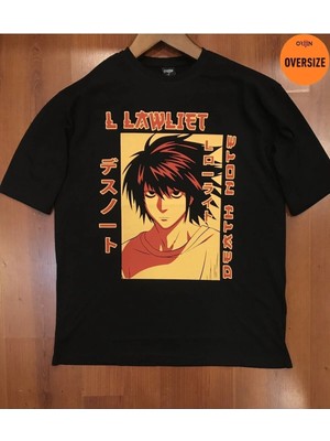  Death Note L Lawliet Baskılı Oversize Siyah