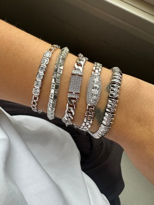 Luckyb Store 1. Sıra 6 Taşlı Silver Renk  Xuping Bileklik