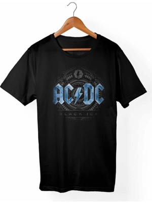  Siyah Ac Dc Baskılı T-Shirt