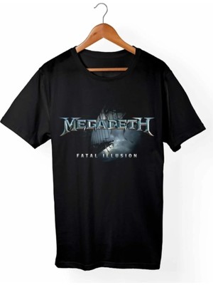  Unisex Siyah Megadeth Baskılı Tişört