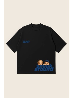  Sneak Around Unisex Oversize Baskılı Boxy Fit Kalın Kumaşlı T-Shirt