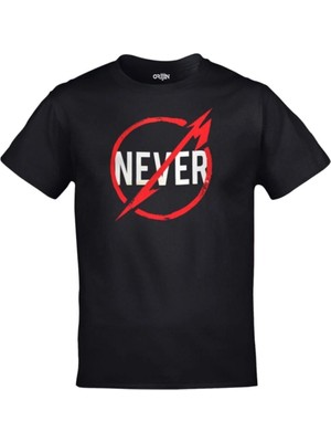  Unisex Siyah Metallica Never Baskılı