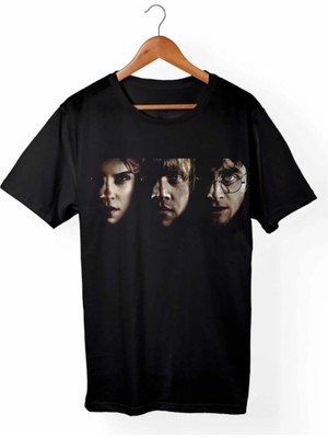  Unisex Siyah Harry Potter Baskılı T-Shirt
