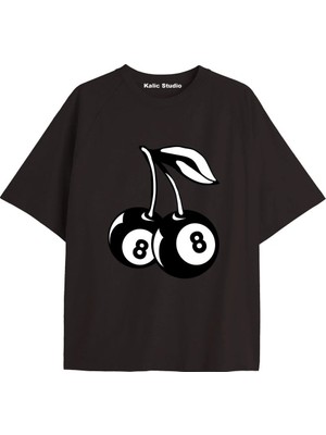  Y2K Vintage Cherry Baskılı Siyah T-Shirt Kod 79