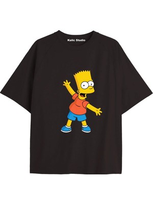  Y2K Vintage Simpson Baskılı Siyah T-Shirt Kod 288
