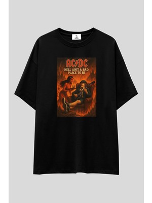  Ac/dc Rock Band Unisex T-Shirt | %100 Pamuk Siyah Baskılı Vintage Rock Müzik Temalı Özel Tasarım Tee