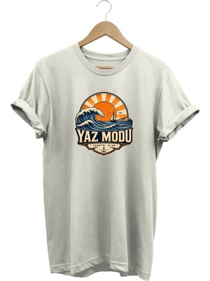  Yaz Modu Coastal Club Unisex Deniz Dalga Baskılı Yaz Temalı Regular Kalıp Bisiklet Yaka T-Shirt
