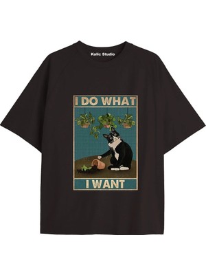  Y2K Vintage Cats Baskılı Siyah T-Shirt Kod 23