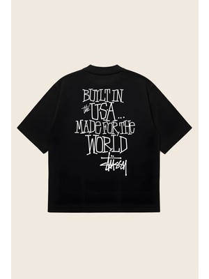  Stussy Usa Made For The World Oversize Boxy Kesim Unisex %100 Pamuklu Baskılı Tshirt| Streetwear