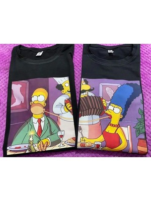  Simpsons Sevgili Çift Arkdaşlık 2'li Couple T-Shirt Seti