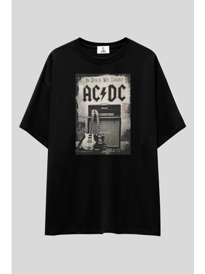  Ac/dc Rock Band Unisex T-Shirt | %100 Pamuk Siyah Baskılı Vintage Rock Müzik Temalı Özel Tasarım Tee
