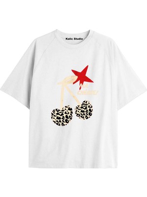  Y2K Vintage Cherry Baskılı Siyah T-Shirt Kod 48