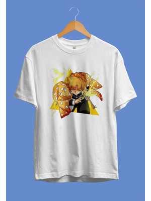  Oversize Demon Slayer Zenitsu Yıldırım Özel Tasarım Anime Tişört