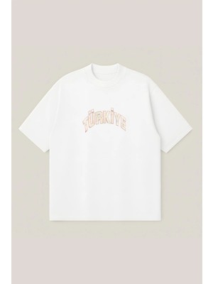  Türkiye Logolu Oversize Boxy Kesim Unisex %100 Pamuklu Baskılı Tshirt | Streetwear