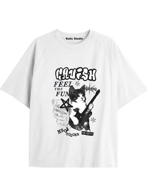  Y2K Vintage Cats Baskılı Beyaz T-Shirt Kod 11