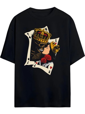  Kuru Kafa Baskılı Unisex %100 Pamuklu Oversize T-Shirt