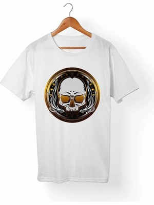  Kuru Kafa-Skull Beyaz Tişört