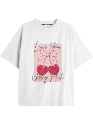  Y2K Vintage Cherry Baskılı Siyah T-Shirt Kod 41