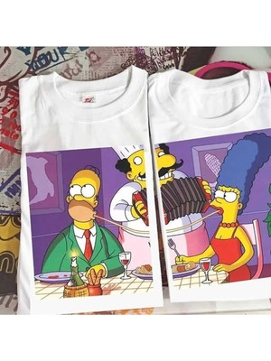  Simpsons Sevgili Çift Arkdaşlık 2'li Couple T-Shirt Seti