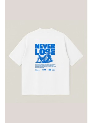  Never Lose Unisex %100 Organik Pamuklu Kalın Dokulu Oversize Bisiklet Yakalı T-Shirt