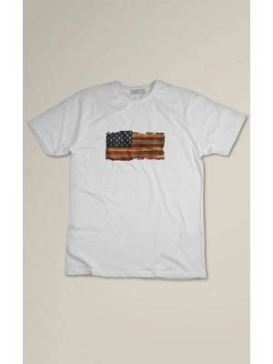  Vintage Usa Bayrak Tasarım Oversize T-Shirt (Yüksek Kaliteli Kumaş)